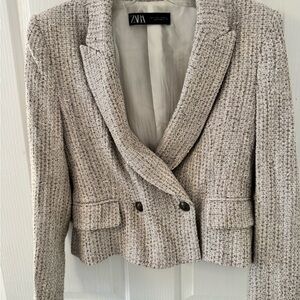 Zara Women's Cropped Tweed Blazer